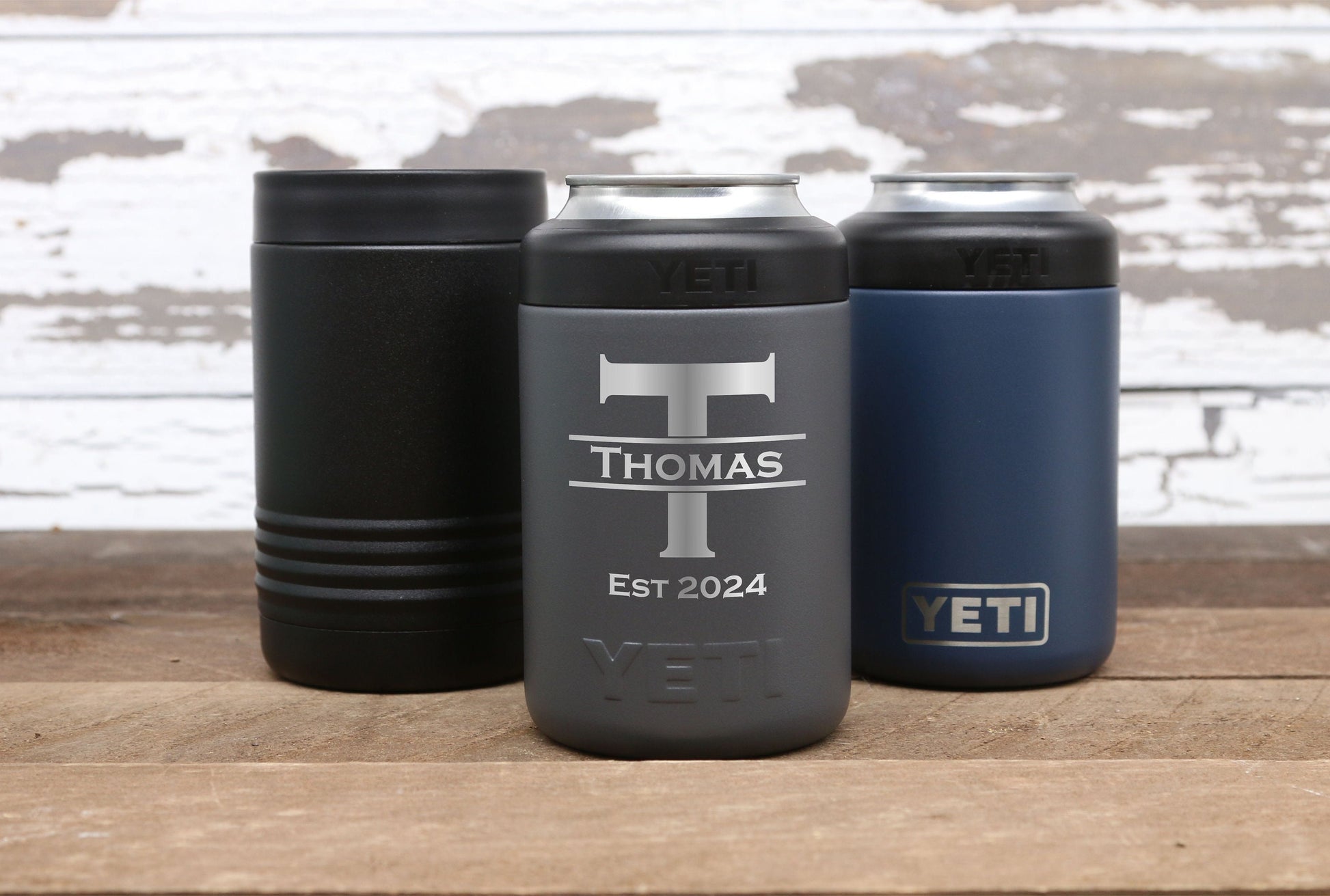 Split Monogram Laser Engraved YETI or Polar Camel Beverage Holder.  Custom Engraved For Him For Her Monogram.