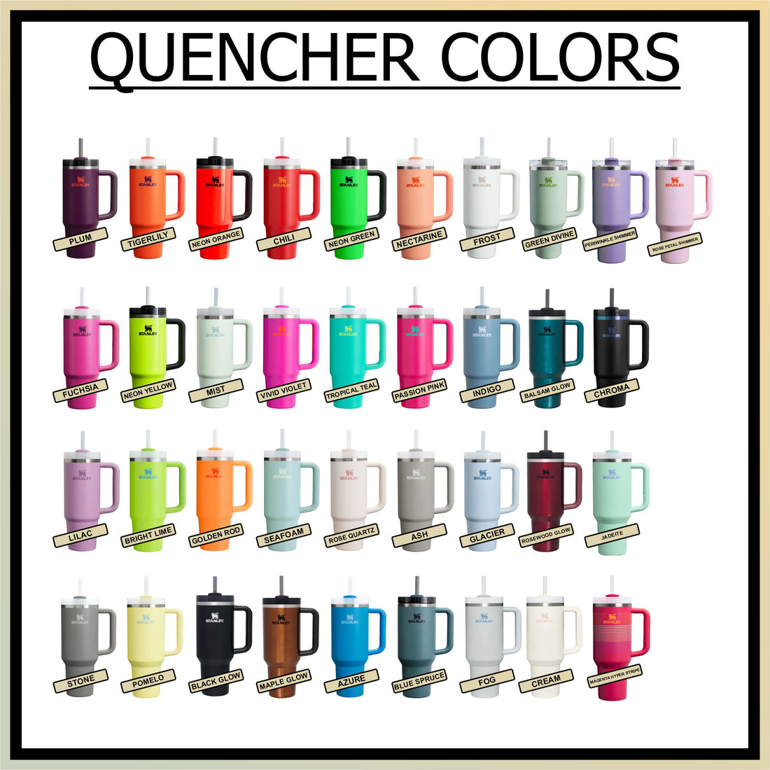 a poster with a bunch of different colored mugs