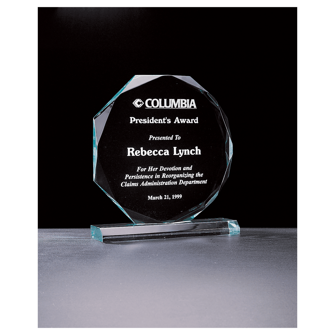 6" x 6 3/4" Octagon Series Jade Acrylic Award