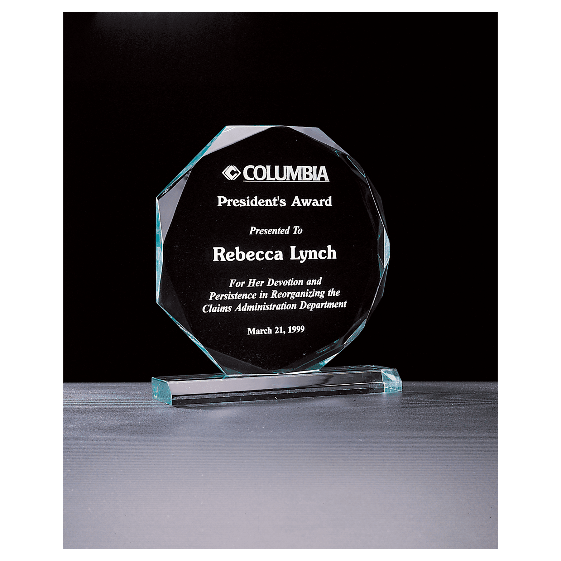 7" x 7 3/4" Octagon Series Jade Acrylic Award