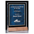 Sapphire Marble Acrylic Award with Walnut Base