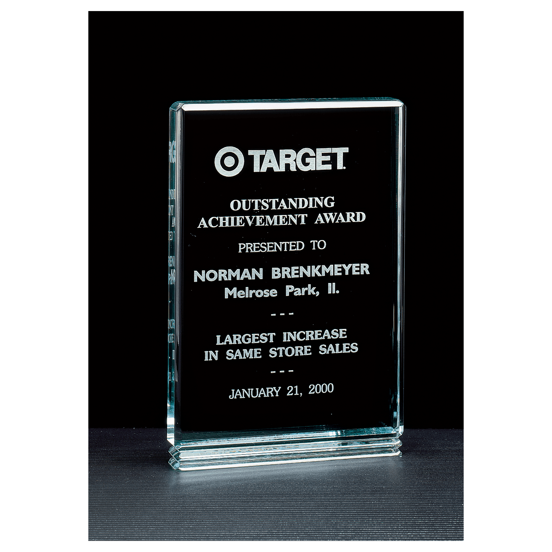 6" x 8 1/2" Classic Series Jade Acrylic Free Standing Award