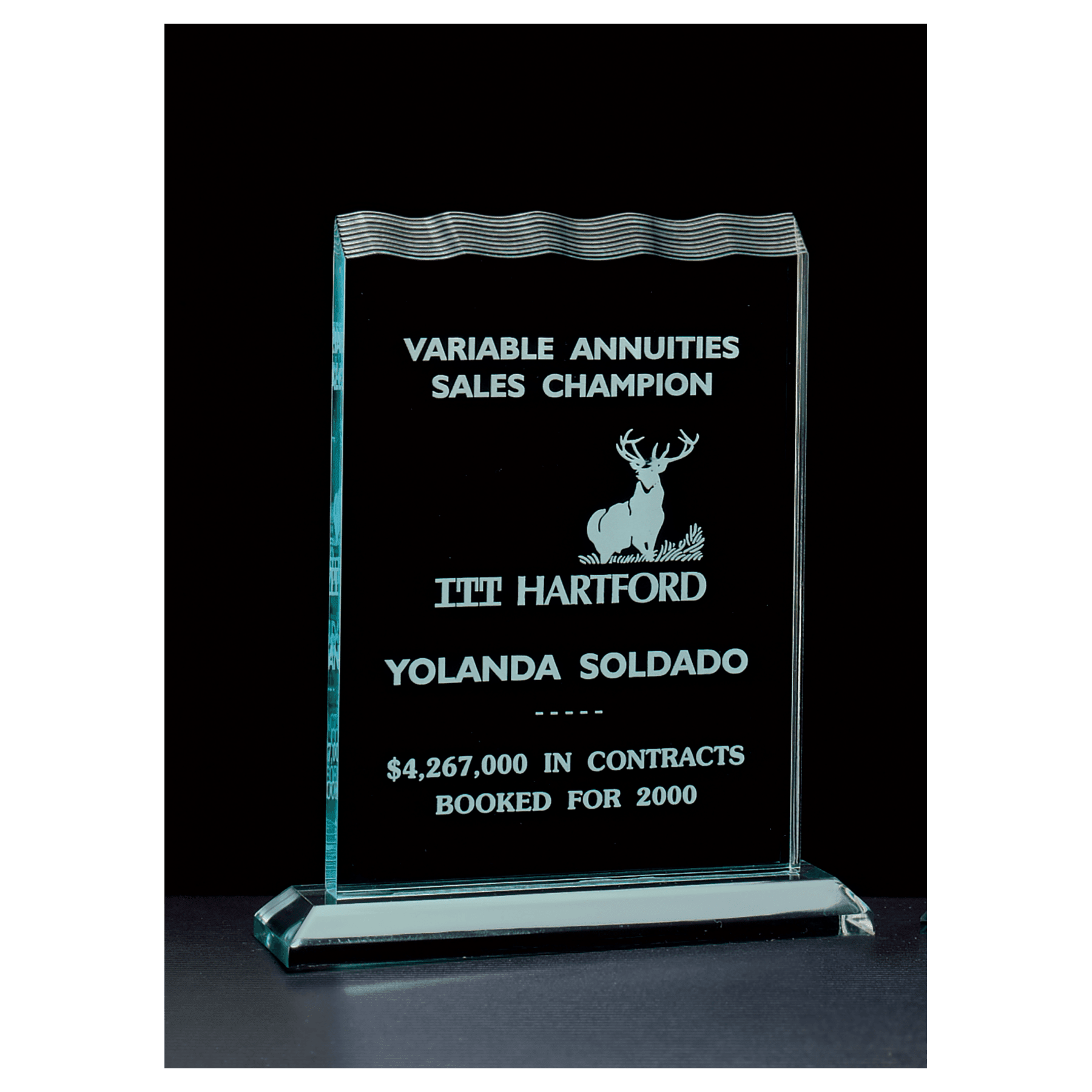 5 1/2" x 7 1/4" Tidal Series Jade Acrylic Award