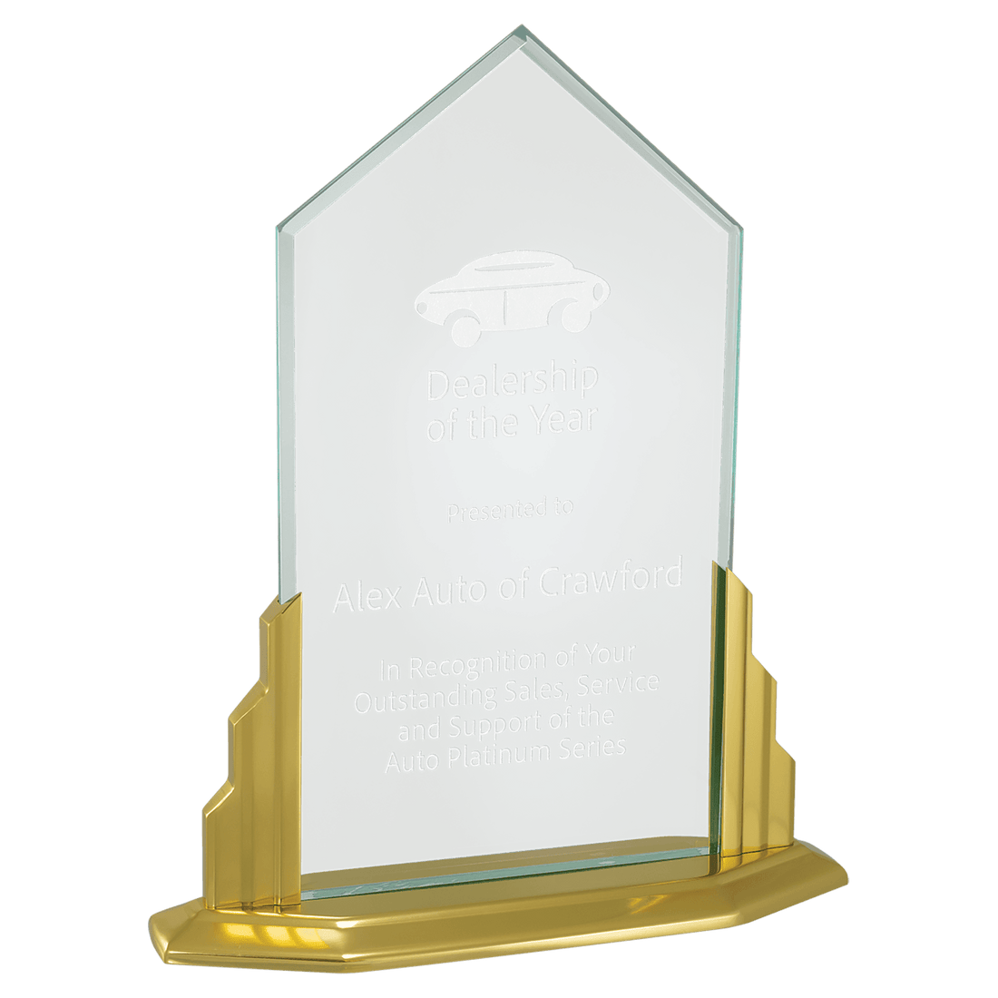 9 1/2" x 11 1/2" Peak Jade Acrylic Award with Aluminum Base