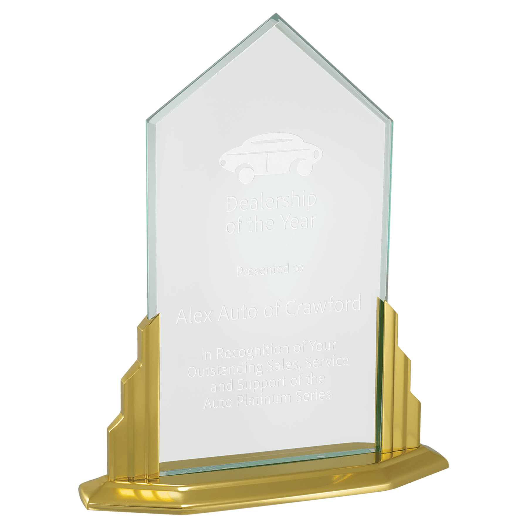 9 1/2" x 11 1/2" Peak Jade Acrylic Award with Aluminum Base