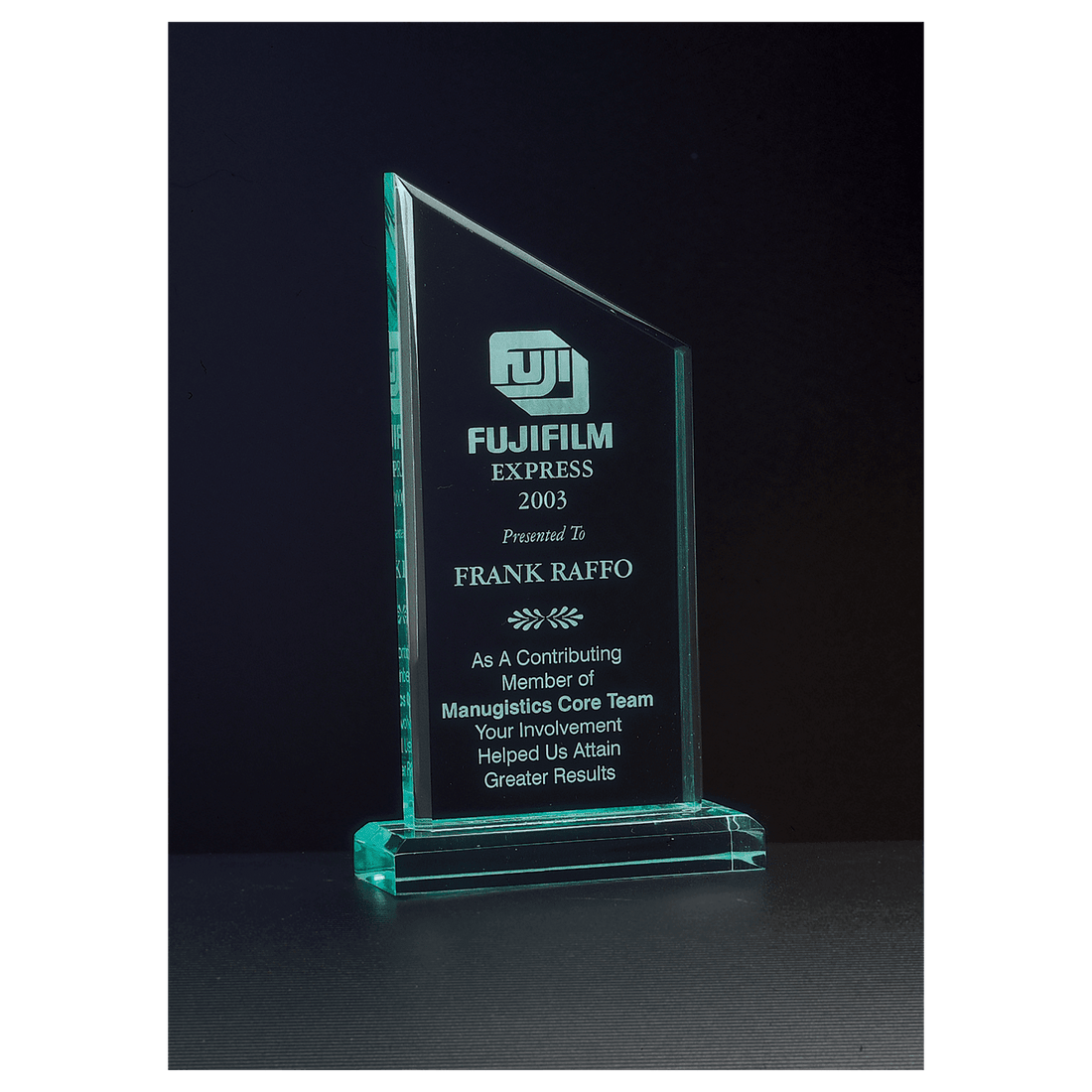 4 3/4" x 8 3/4" Zenith Series Jade Acrylic Award