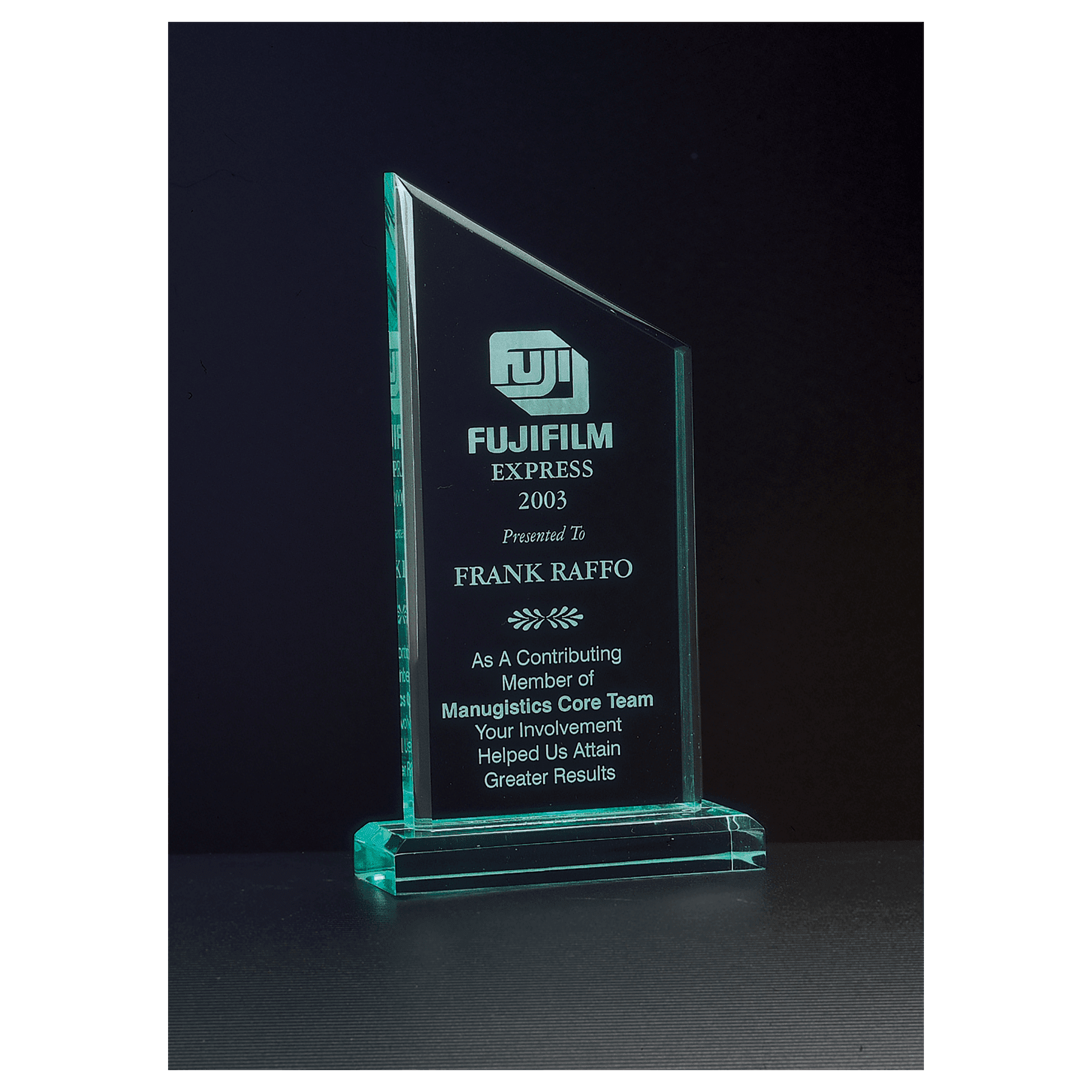 4 3/4" x 8 3/4" Zenith Series Jade Acrylic Award