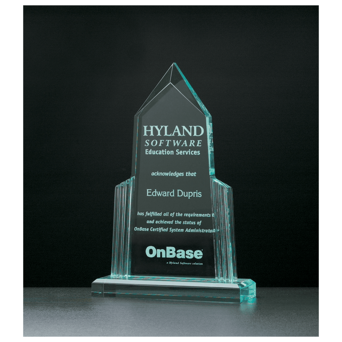 6" x 10" Spire Series Jade Acrylic with Jade Acrylic Base