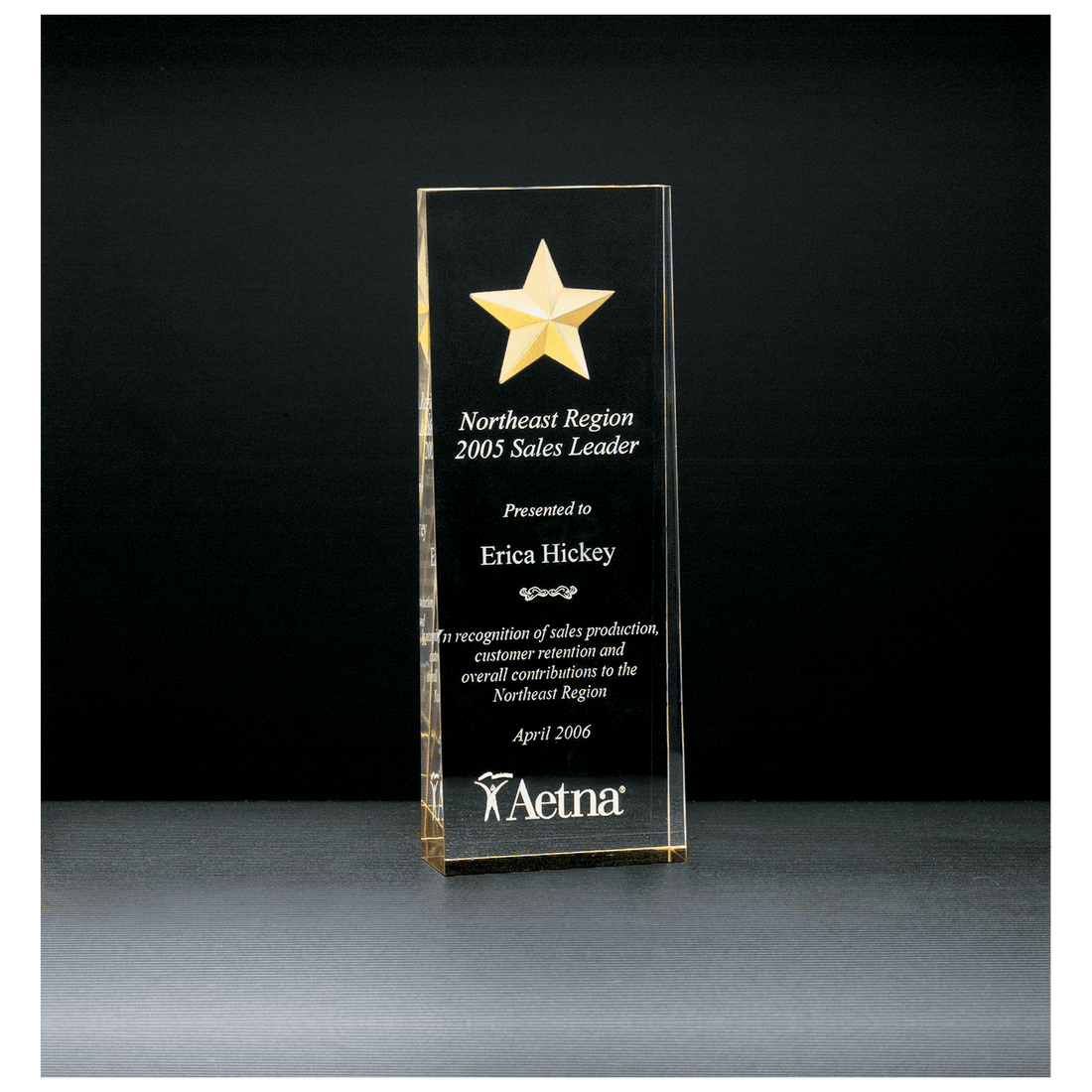 2 7/8" x 8" Constellation Series Etched Star with Gold Paint-Filled and Mirrored Bottom Acrylic