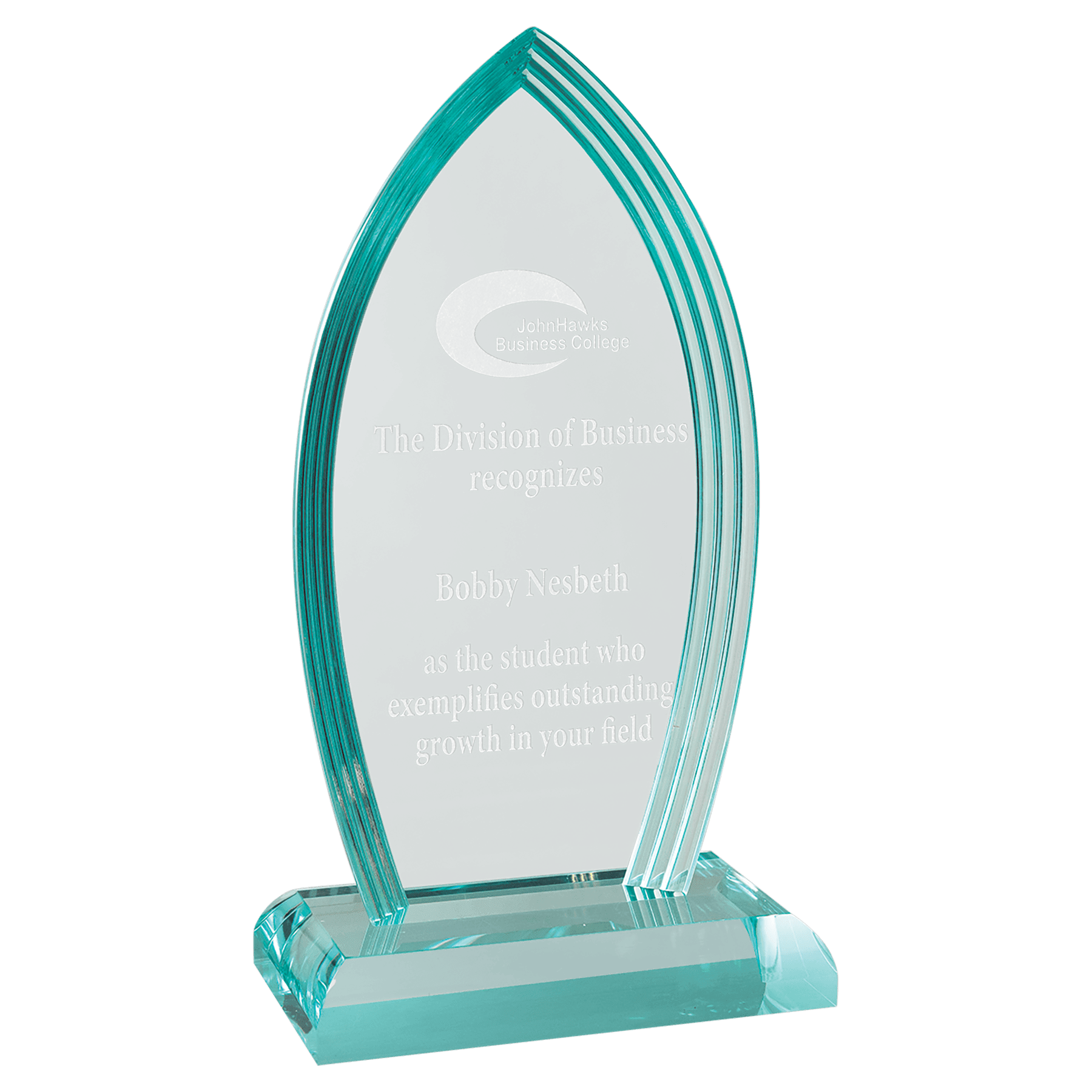 5" x 8 3/4" Flame Series Jade Acrylic Award