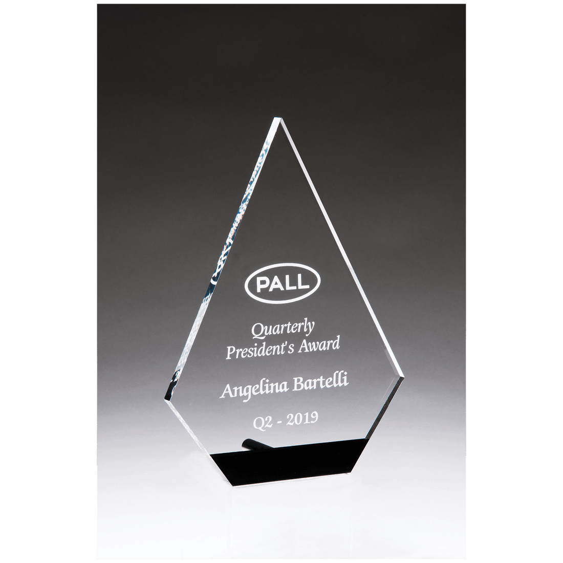 5" x 7" Diamond Series Clear Acrylic with Black Accent and Silver Post