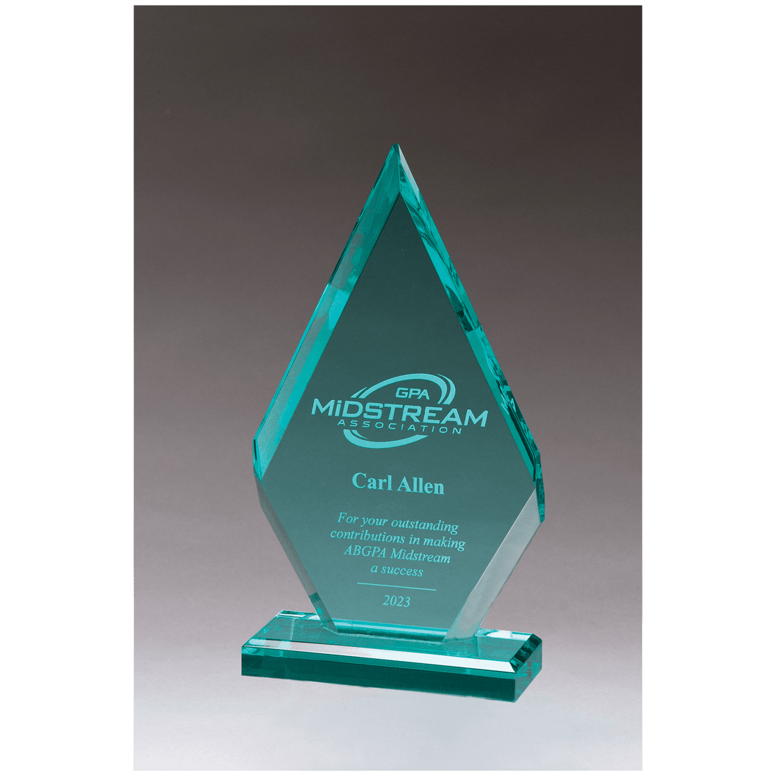 5" x 9 1/2" Flame Series Beveled Jade Acrylic Award