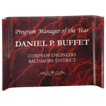 Red 10" x 7" Marbleized Acrylic Crescent