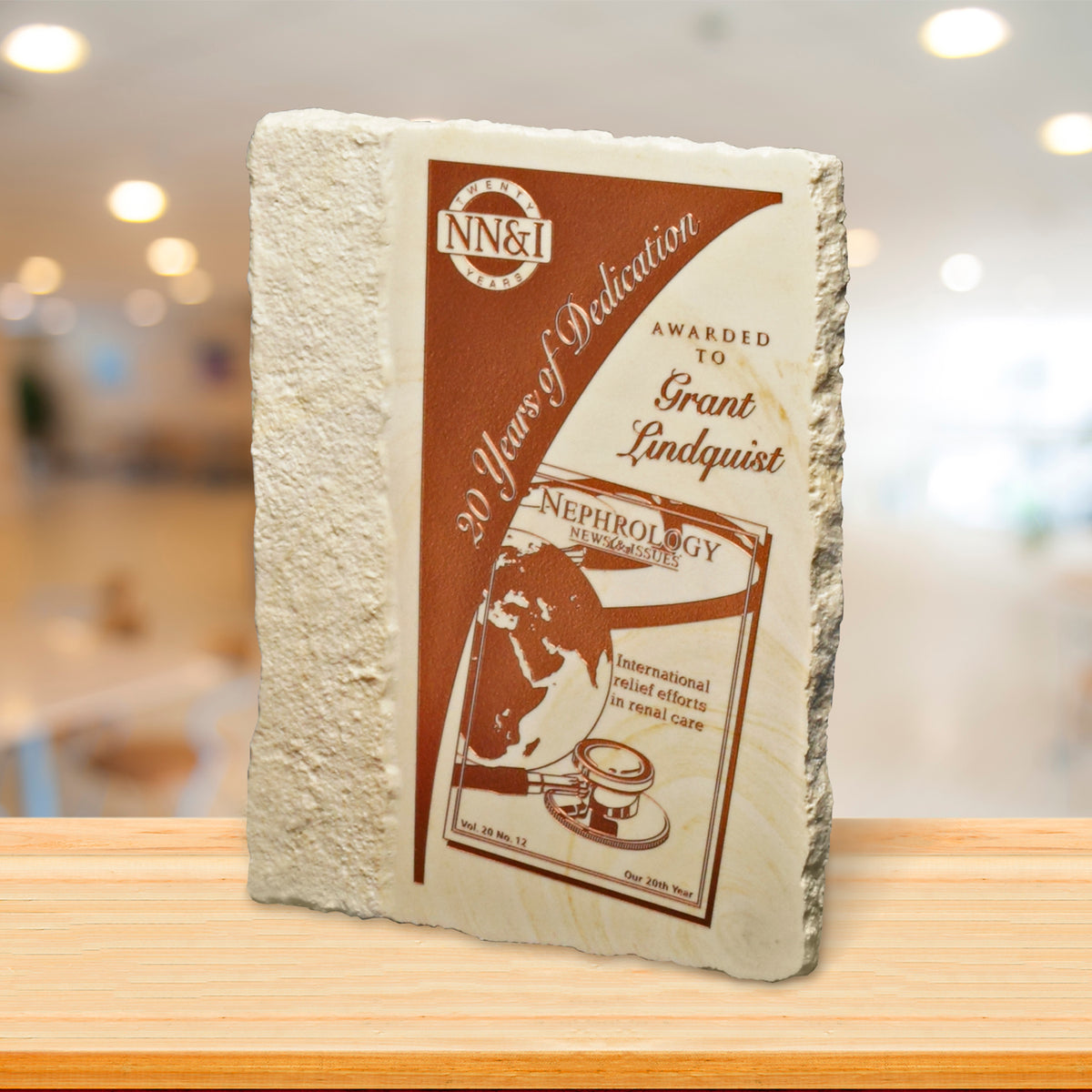 Accent Limestone Plaque 5" x 7"; sample personalization shown