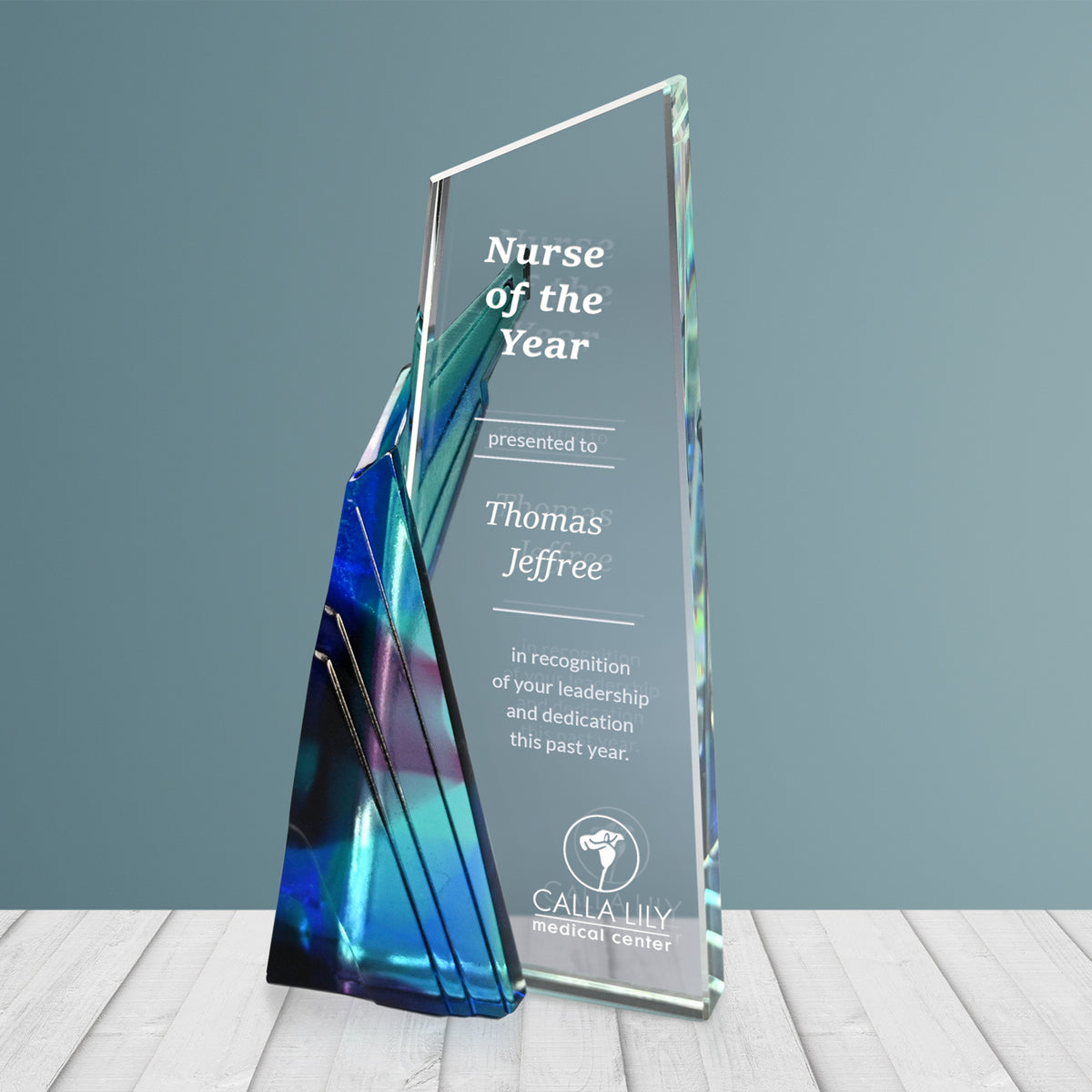 Achievement Swirl Award 8-1/2"; sample personalization shown