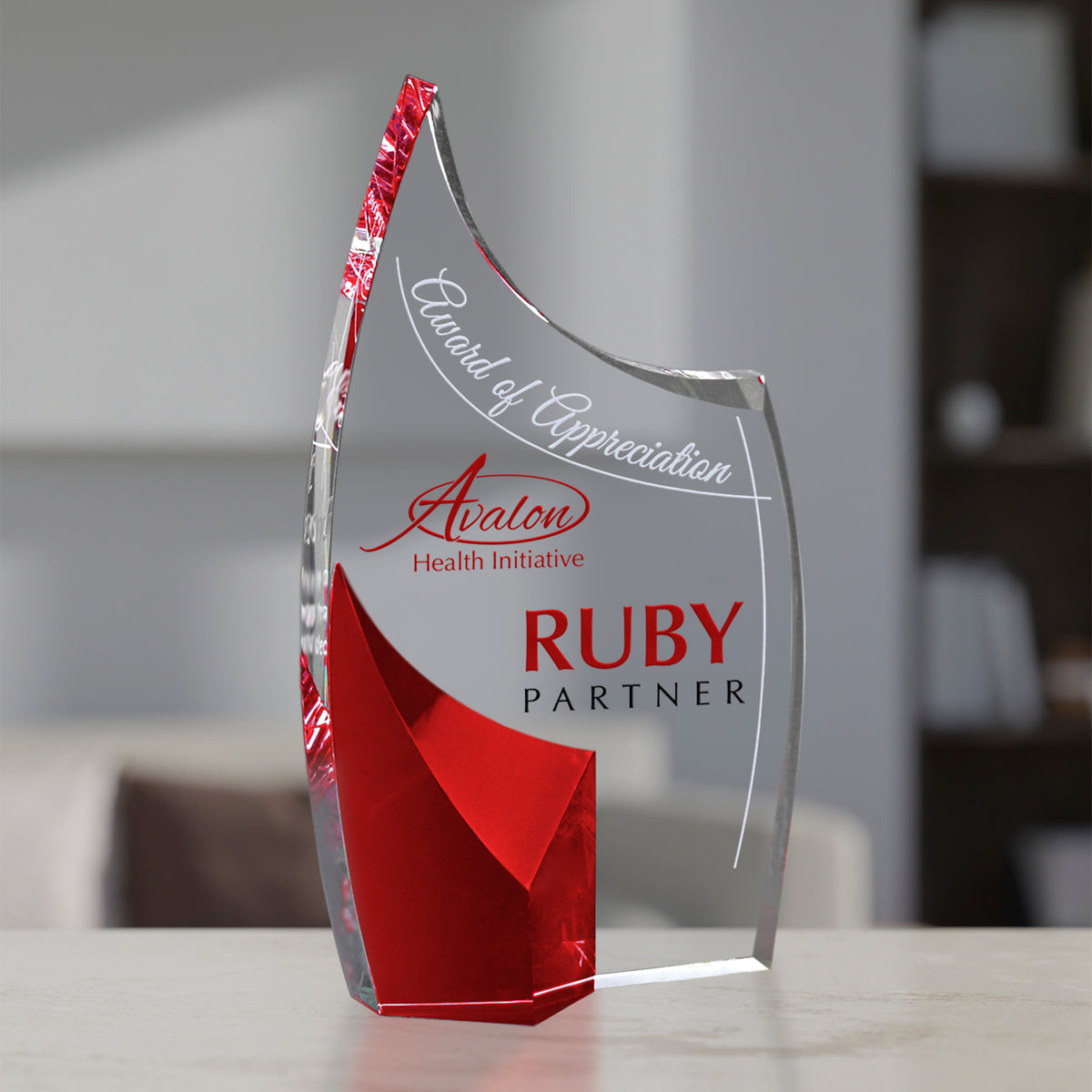 Allure Ruby Award 7"; sample personalization shown