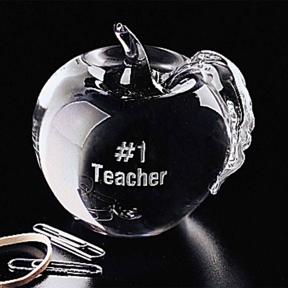 Apple Paperweight 3-1/4"; sample personalization shown
