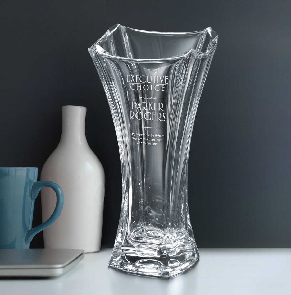 Aquata Vase 13-3/4"; sample personalization shown