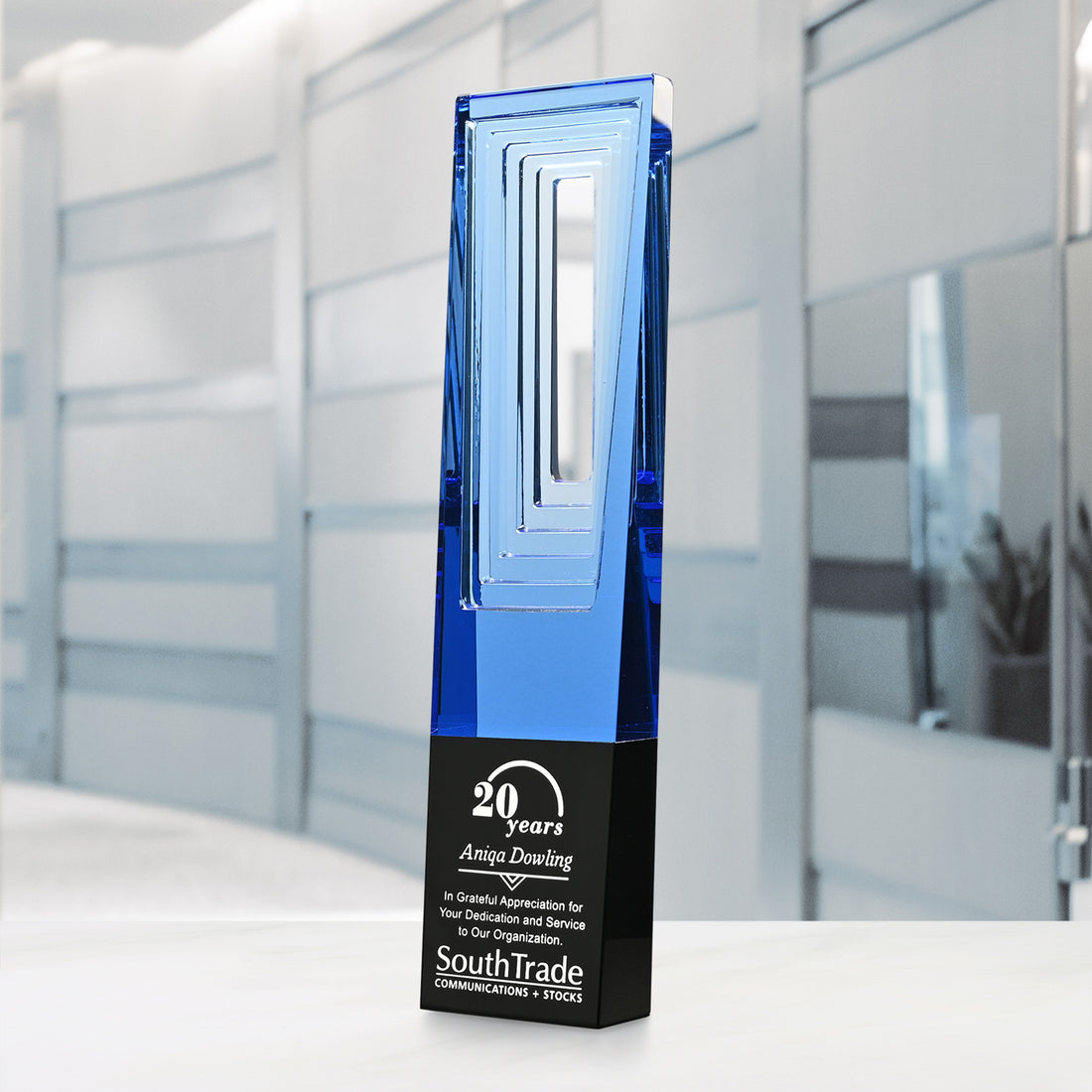 Athens Blue Award 10-3/4"; sample personalization shown