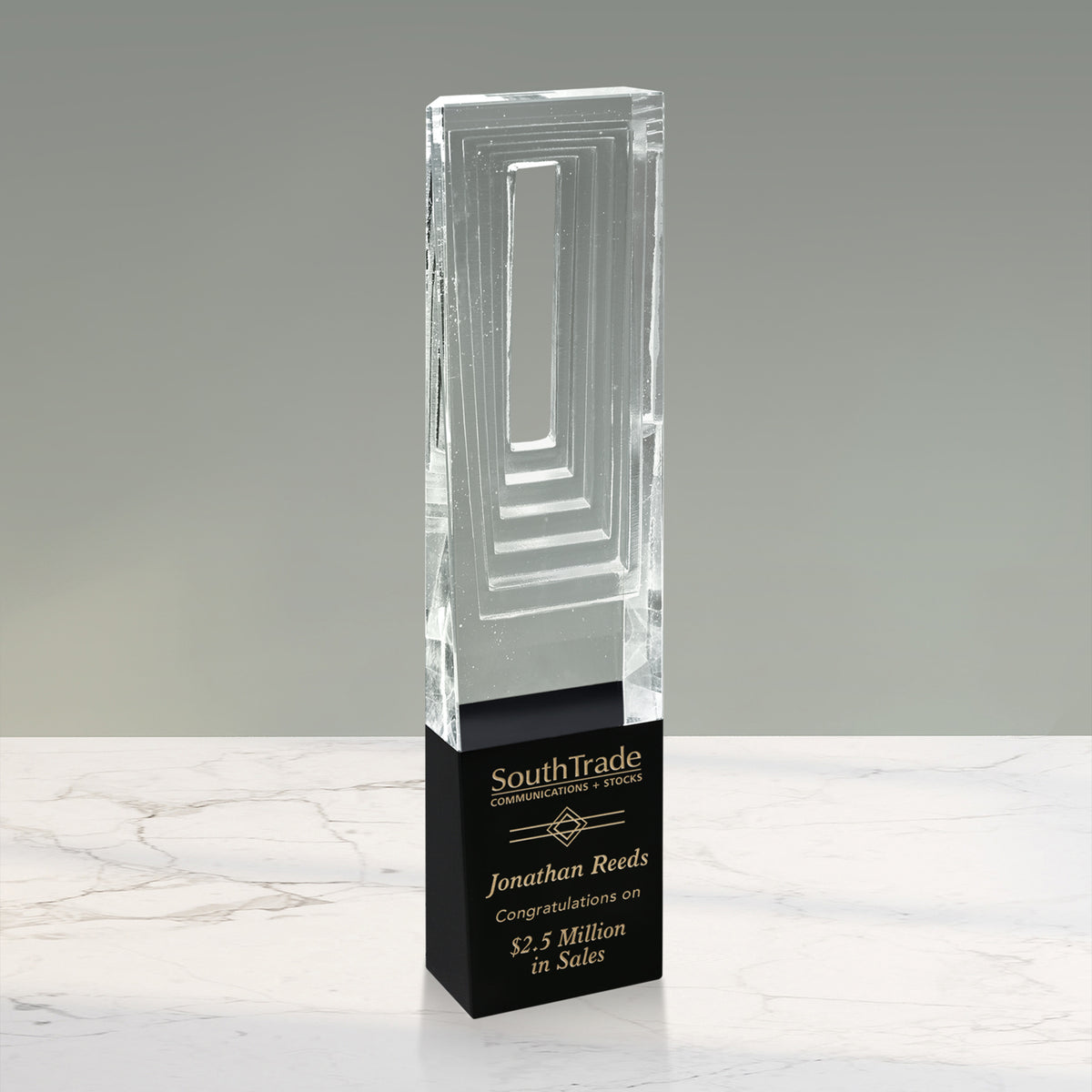 Athens Clear Award 10-3/4"; sample personalization shown