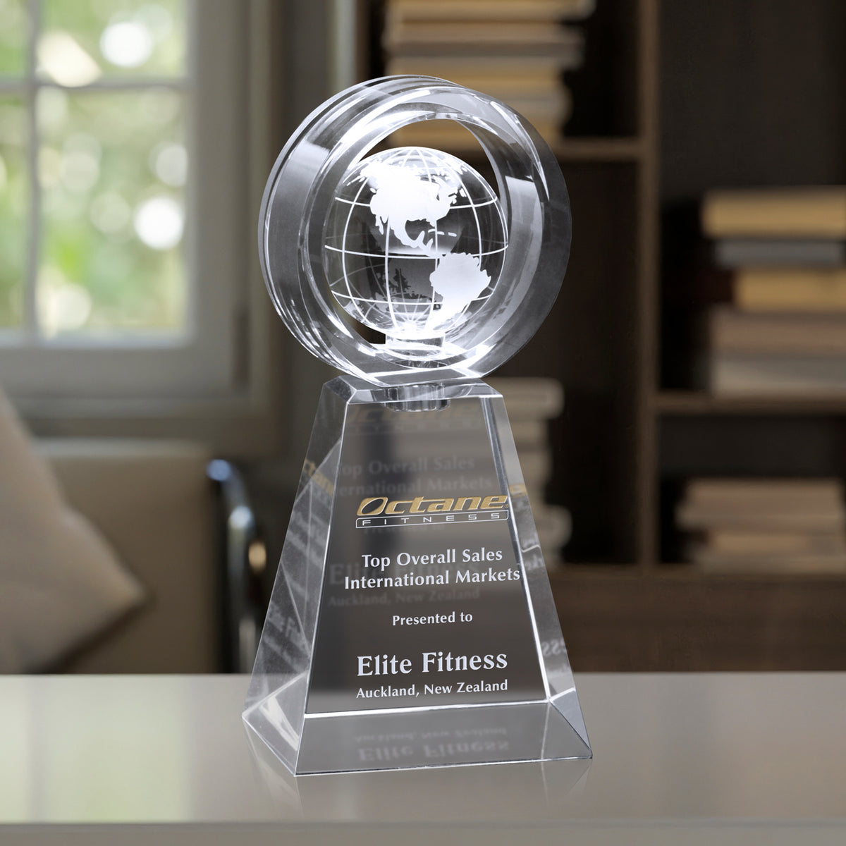 Awards In Motion Global Ring 11"; sample personalization shown