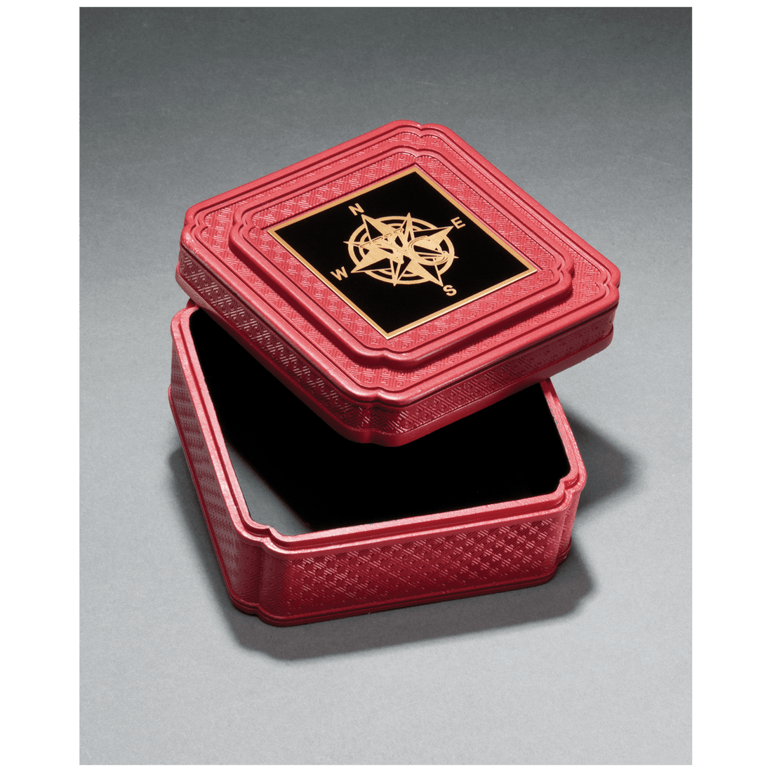 3 3/4" x 3 3/4" Red Acrylic Jewelry Box with Ornate Design