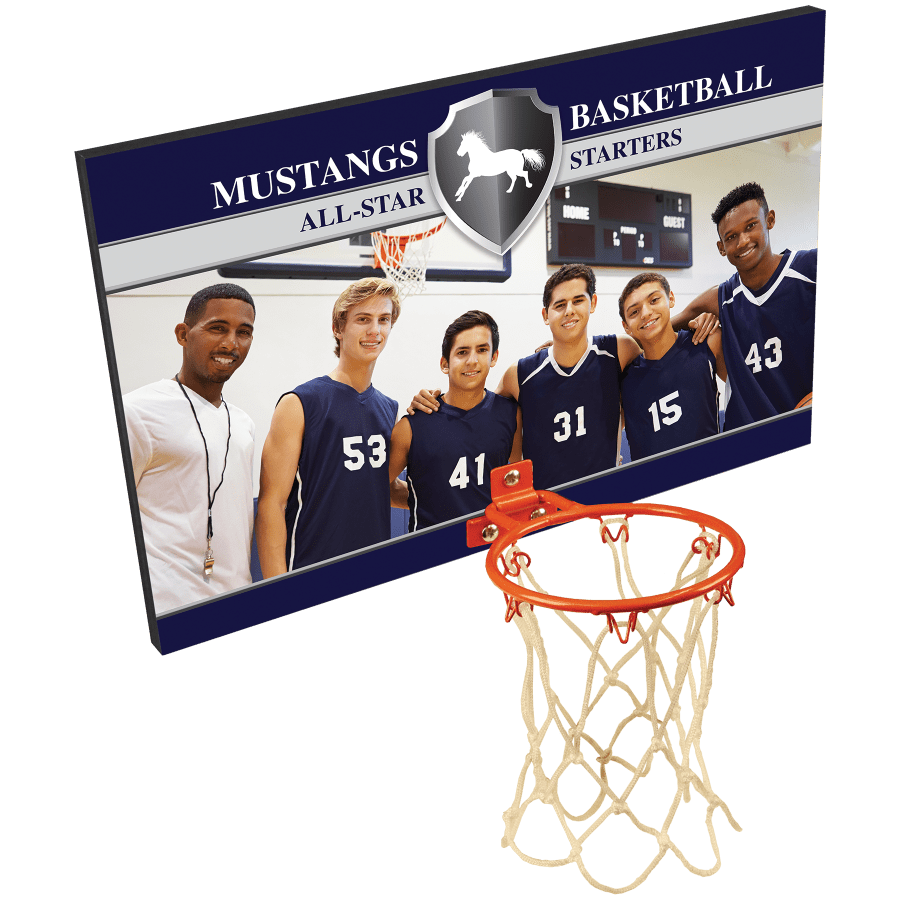 16" x 10" Sublimatable Basketball Plaque with Metal Hoop