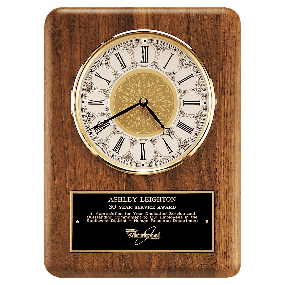 11" x 15" Solid Brass Diamond Spun Bezel with Glass Lens and Ivory Dial with Black Plate