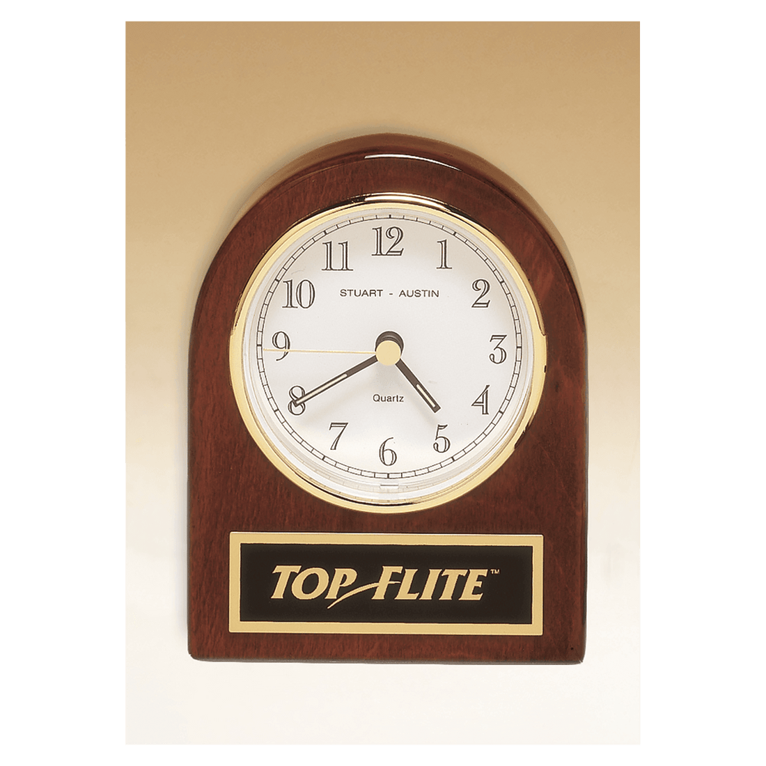 4 1/4" x 3 1/2" Rosewood Piano Finish Desk Clock with Black Plate