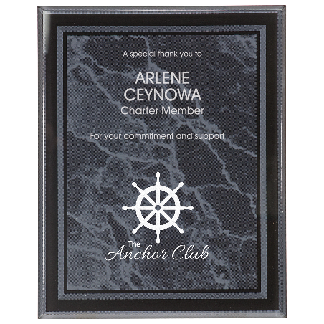 7" x 9" Black Marble Border Clear-Plaq Acrylic