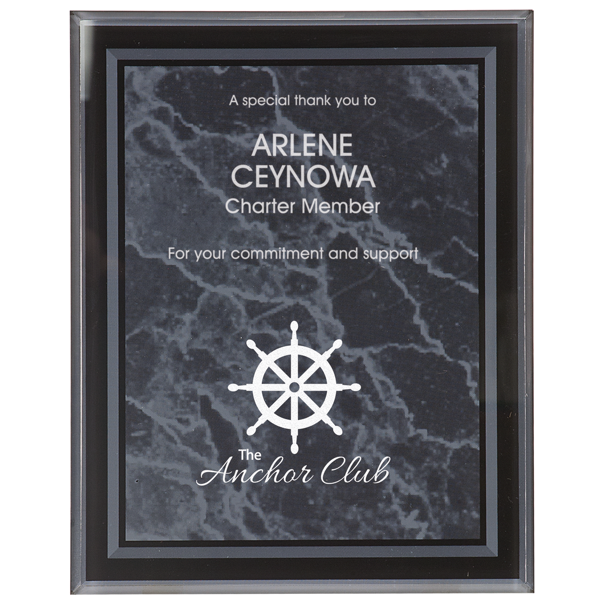 7" x 9" Black Marble Border Clear-Plaq Acrylic