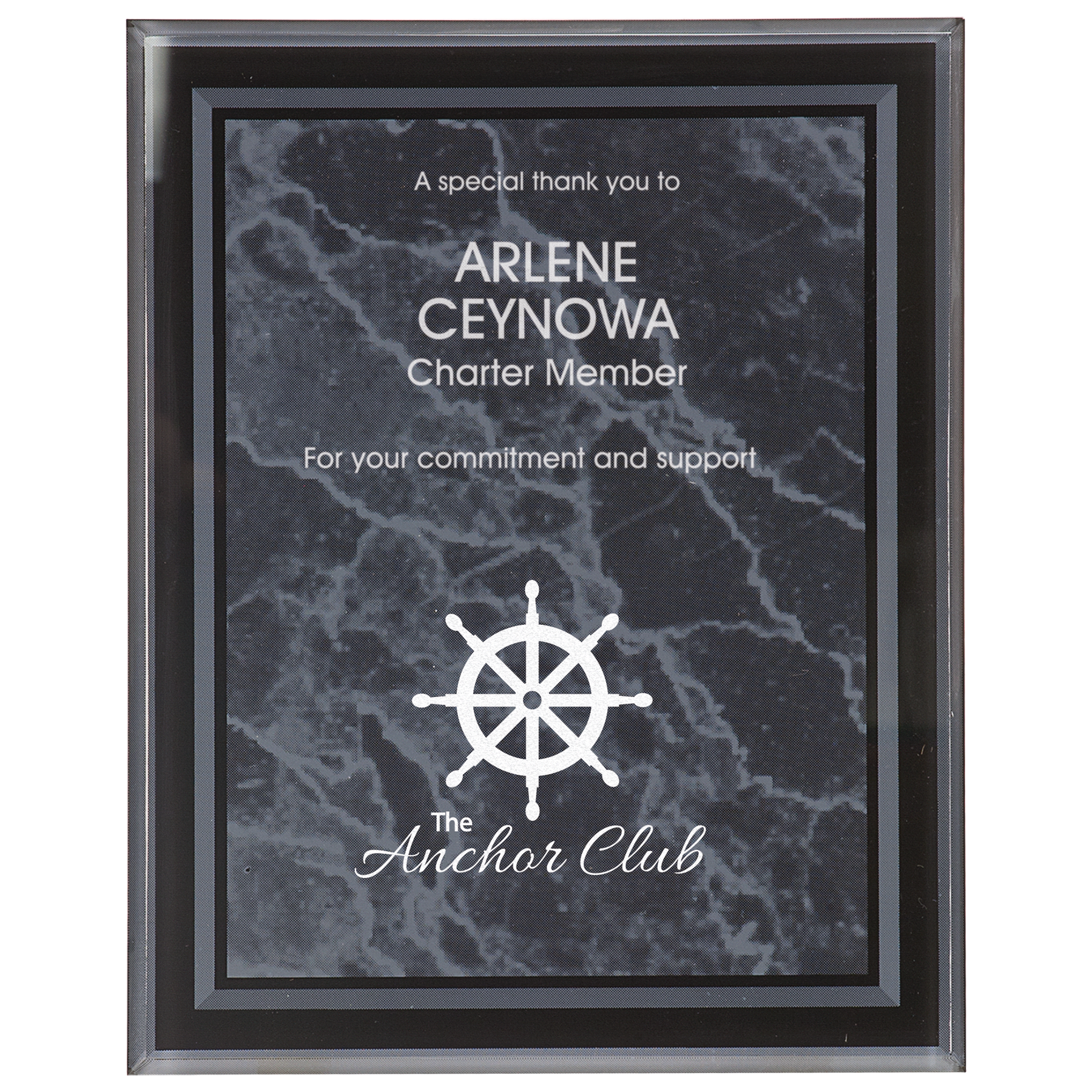 Black Marble Border Clear 8" x 10" -Plaq Acrylic