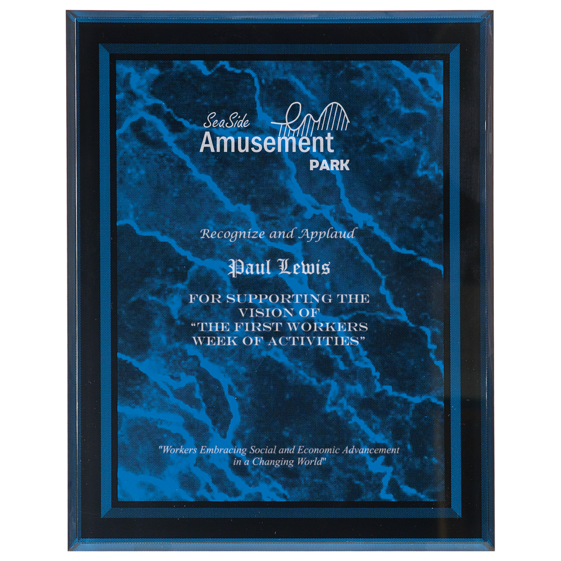 Blue Marble Border Clear 8" x 10" -Plaq Acrylic