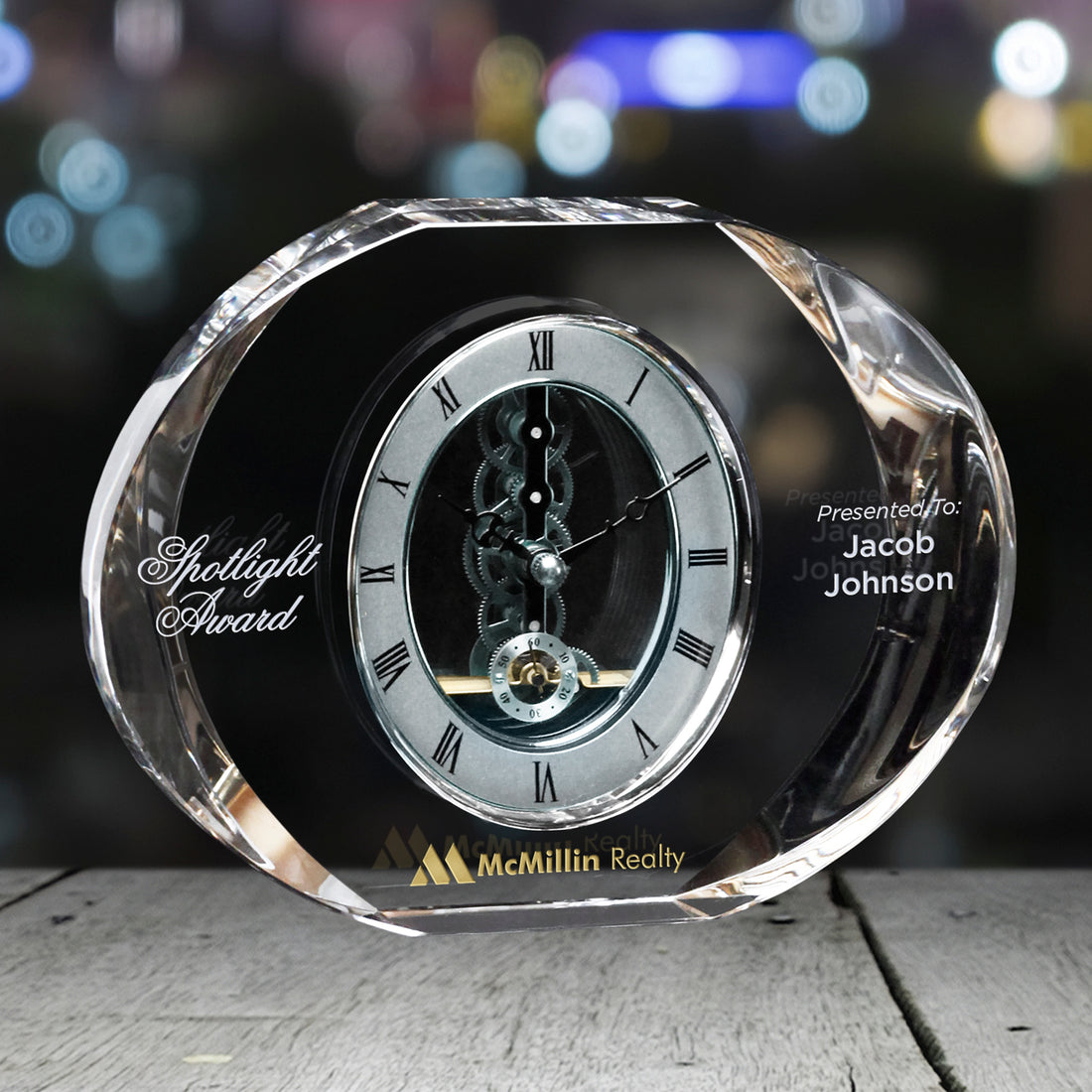 Baldwin Clock 6" H; sample personalization shown