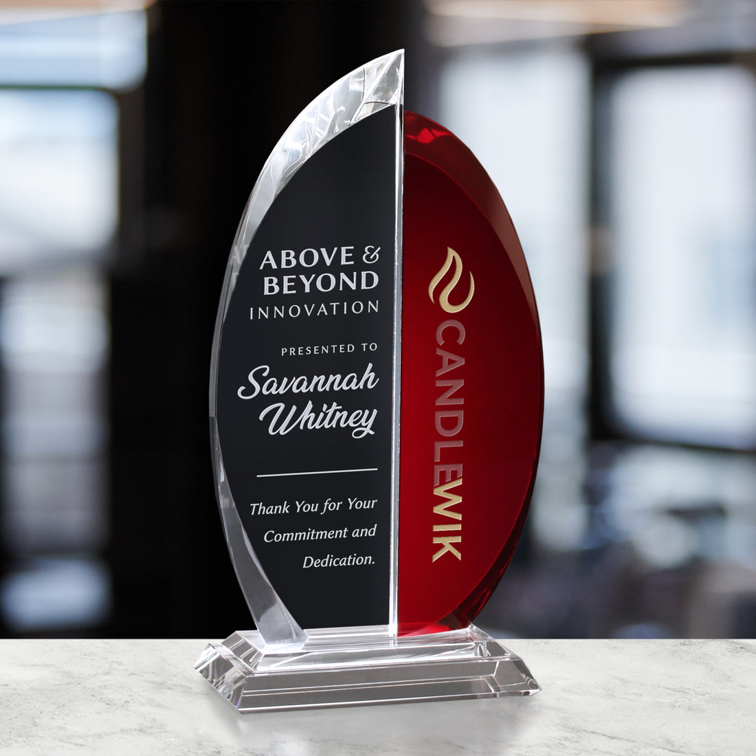 Beacon Ruby Award 8-1/4"; sample personalization shown