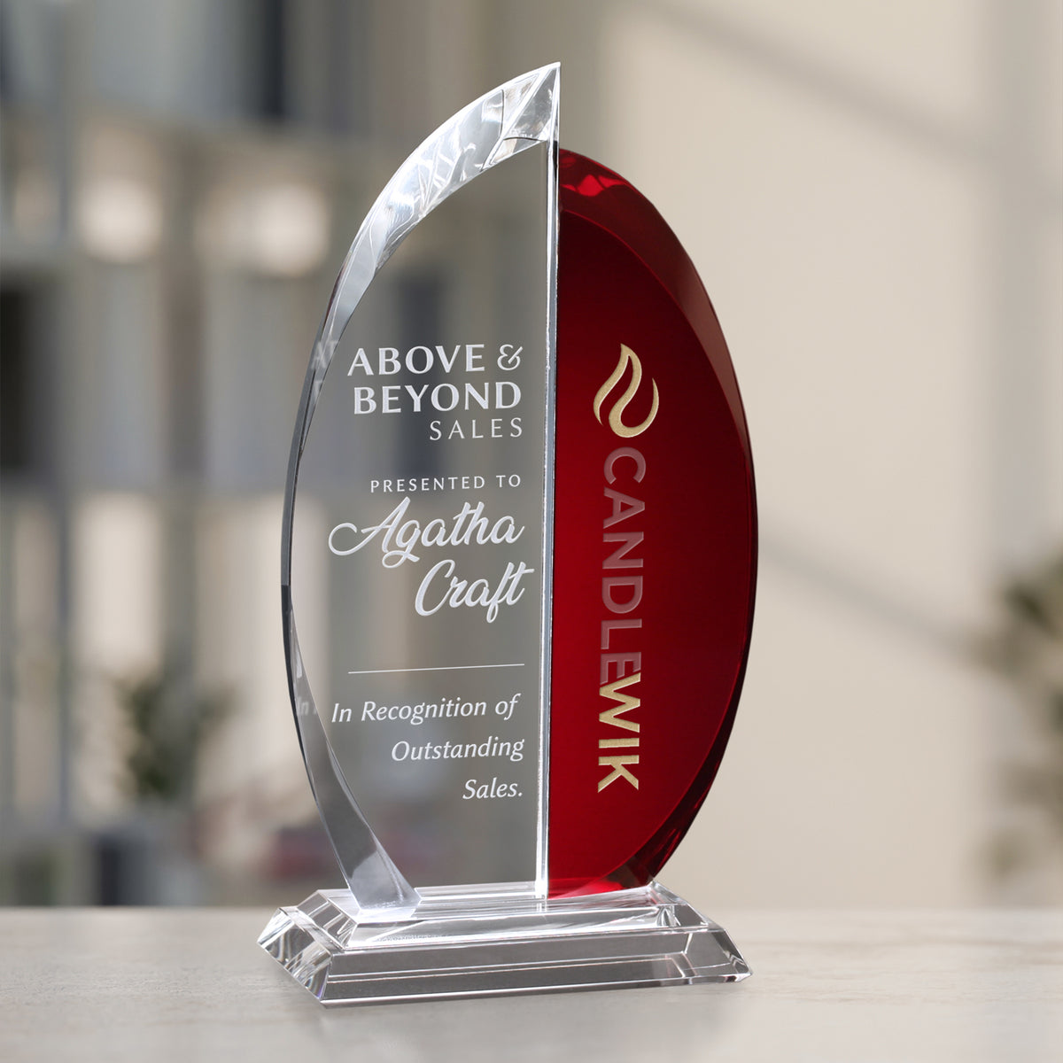 Beacon Ruby Award 10"; sample personalization shown