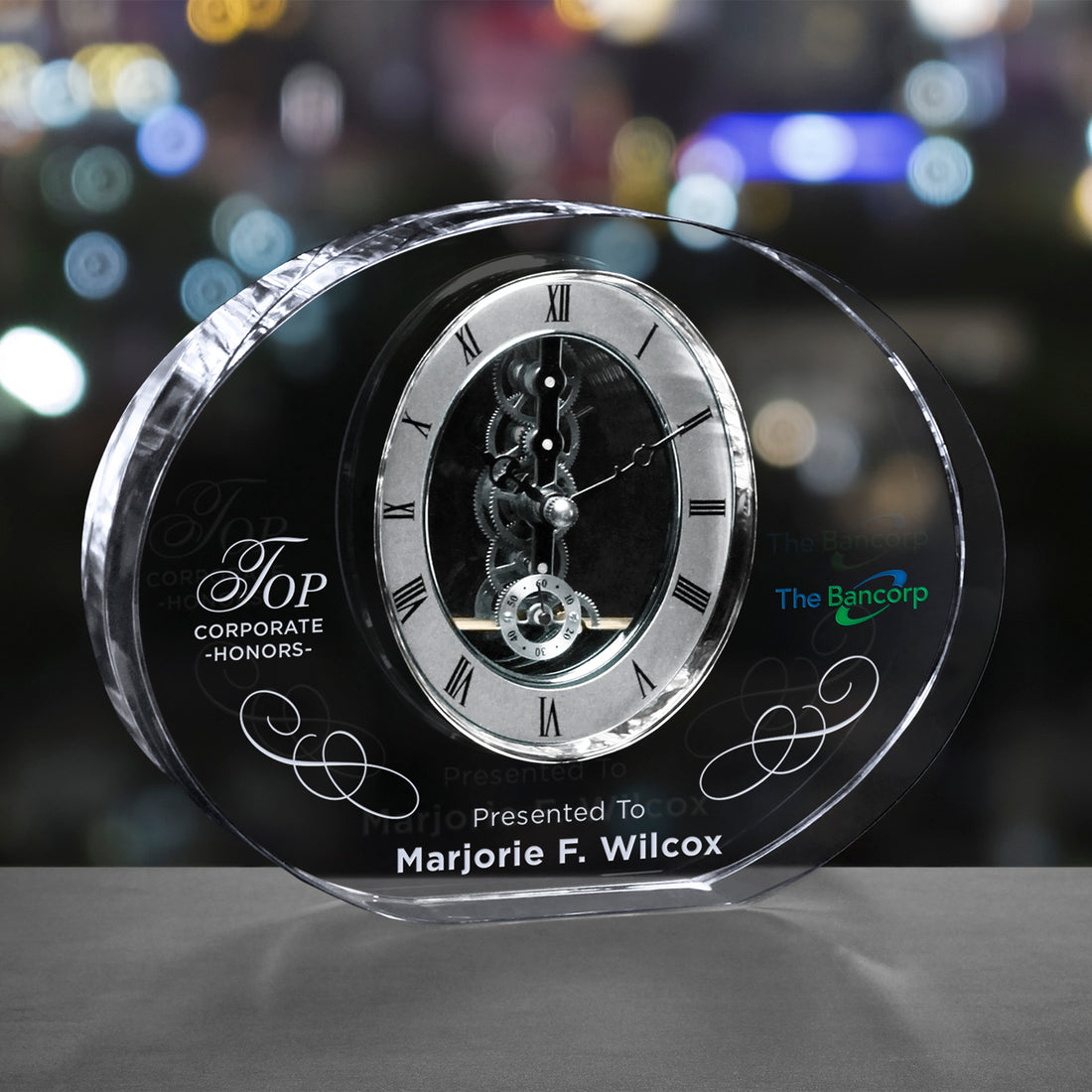 Benton Clock 6" H; sample personalization shown