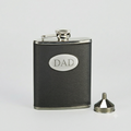 Black Leatherette Flask with Engraving Plate