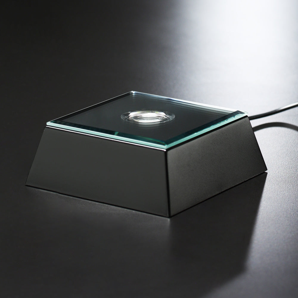 Black Mirrored Lighted Square Base 4"
