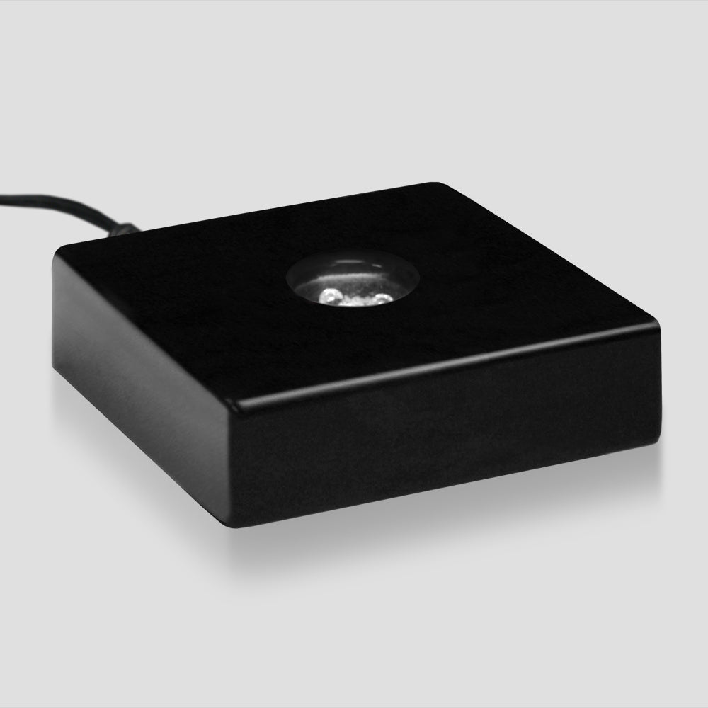 Black Piano Finish Lighted Square Base 3-1/2"