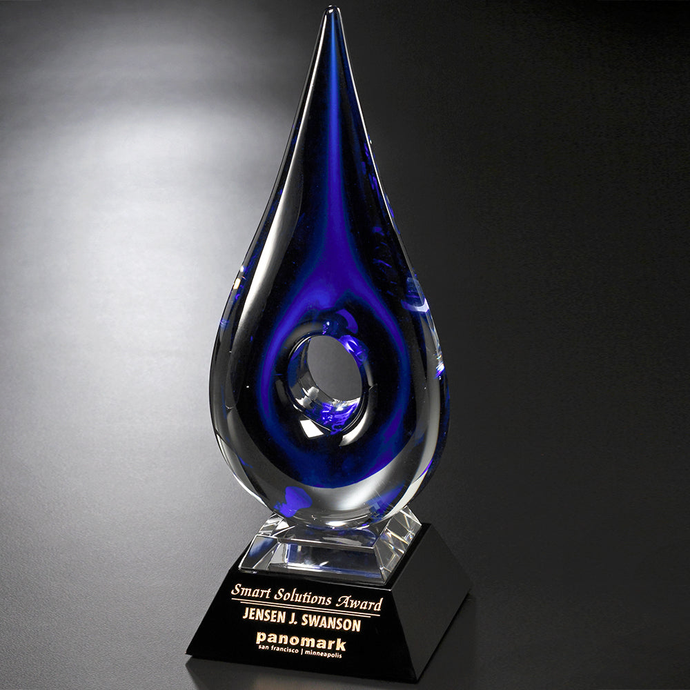 Blue Teardrop Award 14"; sample personalization shown