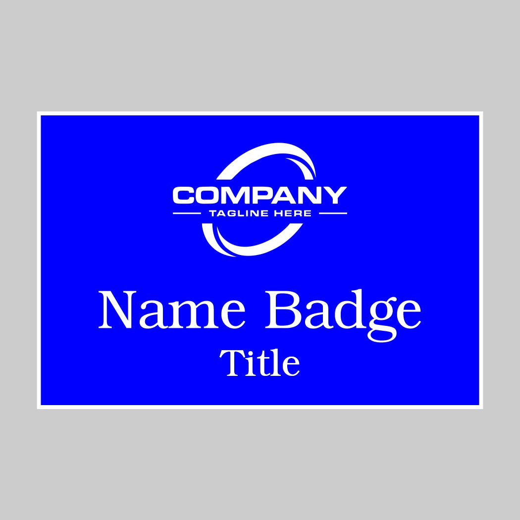 3X2 Blue on White Name Tag Pin Back