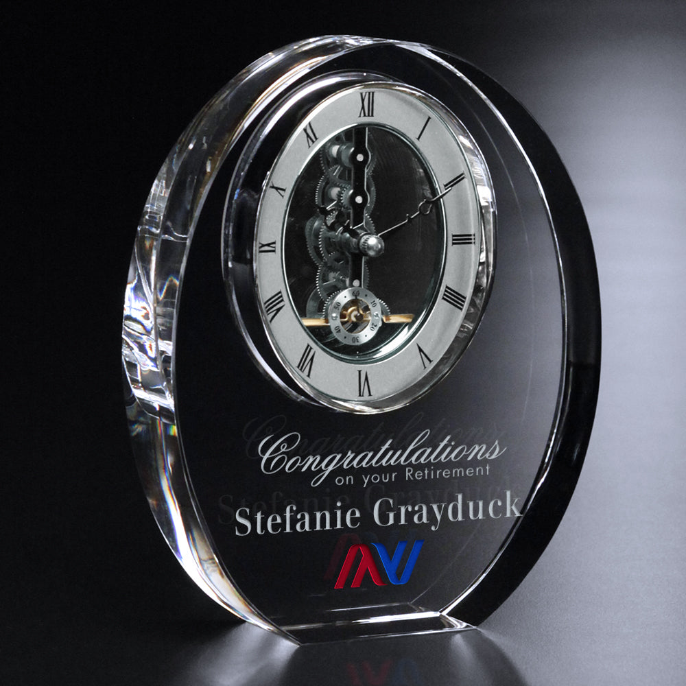 Bradford Clock 8" H; sample personalization shown