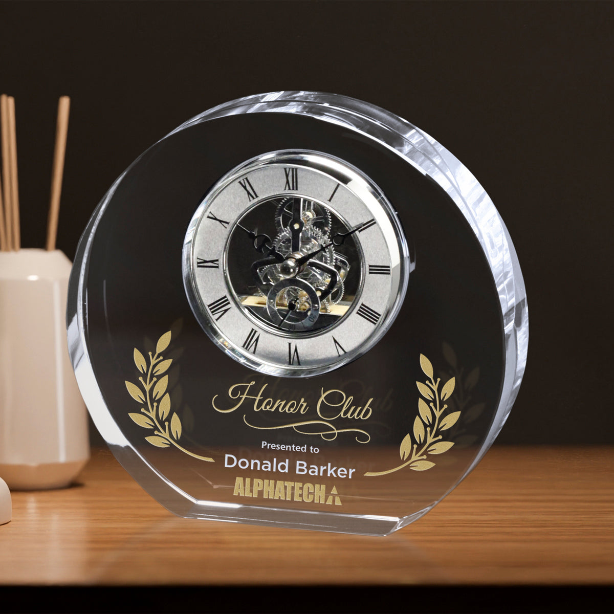 Burke Clock 6" H; sample personalization shown