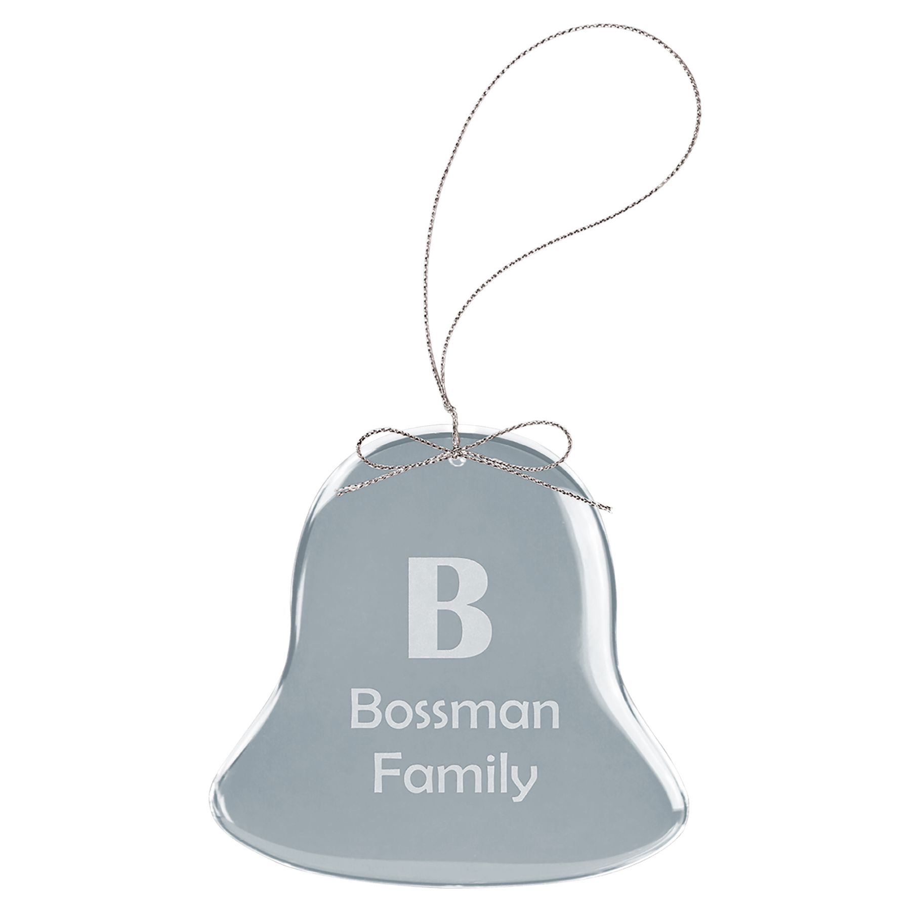 Clear Bell Glass Ornament with Silver 3" String