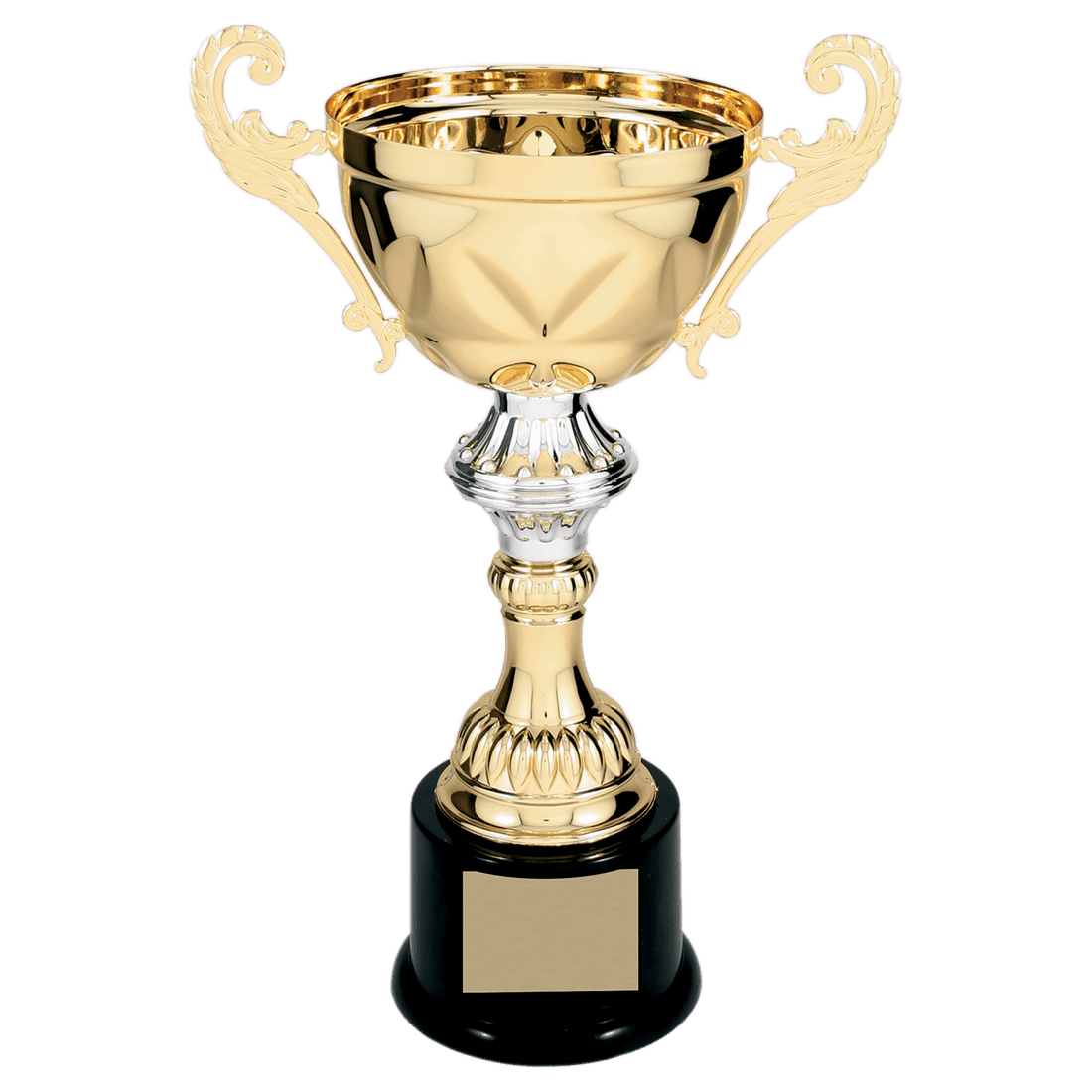 Gold 11 1/2" Completed Metal Cup Trophy on Plastic Base