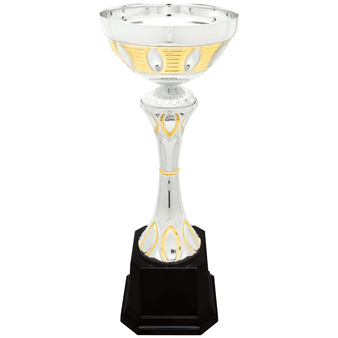 Silver/Gold 2 12" Completed Metal Cup Trophy on Plastic Base
