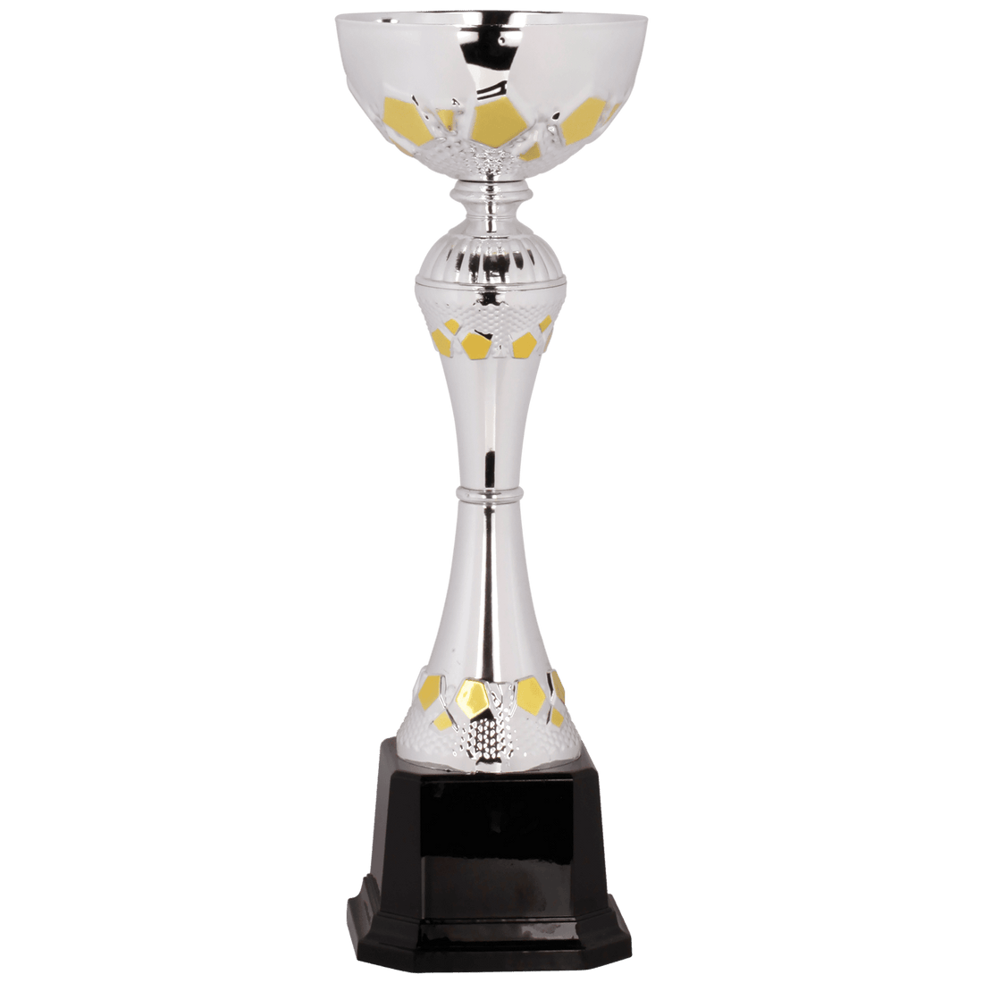 Silver/Gold 10 3/4" Completed Metal Cup Trophy on Plastic Base