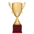 Gold Completed Metal Cup Trophy on Rosewood Royal 2 26 1/2