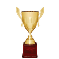 Gold Completed Metal Cup Trophy on Rosewood Royal 24 3/4